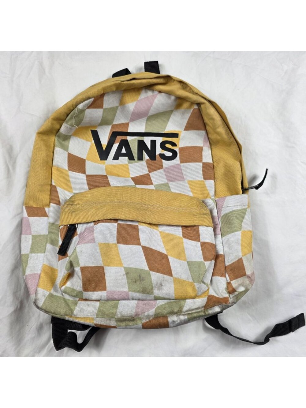 Vans Realm H20 Kids Backpack Yellow Checkered Pattern Lightweight Bag